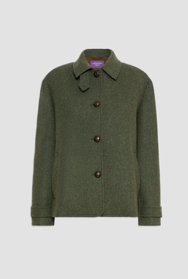 Cappotto corto in lana donna verde salvia 