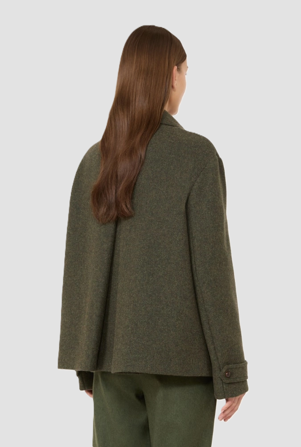 Cappotto corto in lana donna verde salvia 