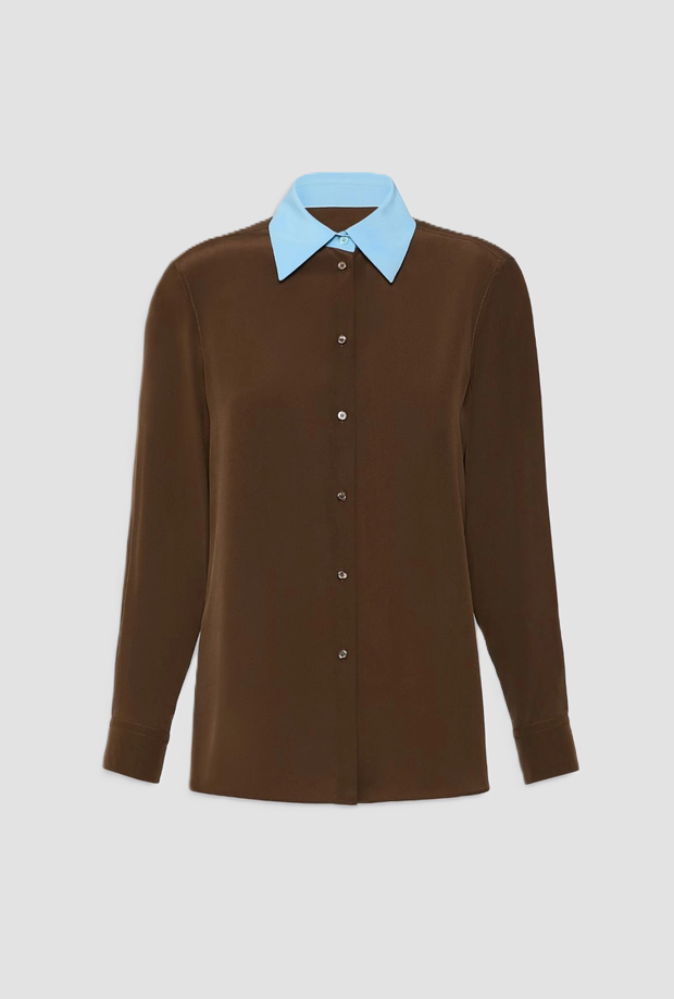 Camicia in Crêpe de Chine di Seta donna marrone 