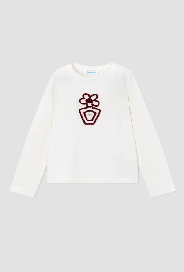 Maglia con fiore bambina bianco 