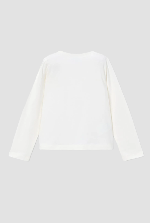 Maglia con fiore bambina bianco 