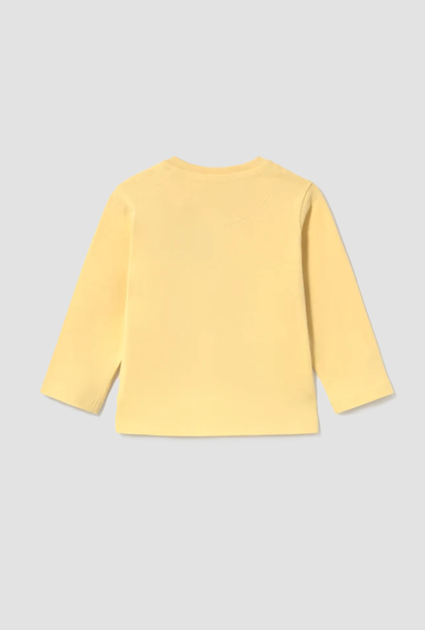 Maglia con macchina da bambino giallo 