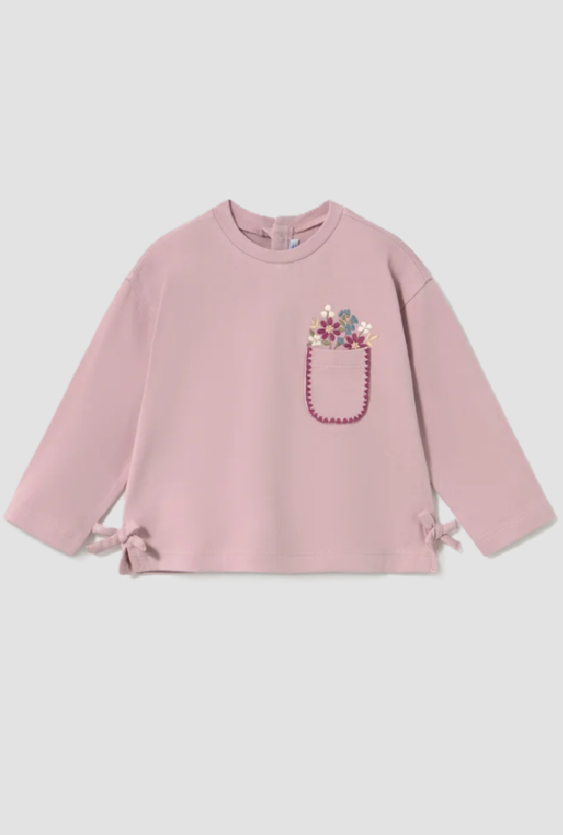 Maglia con fiori da bambina malva 