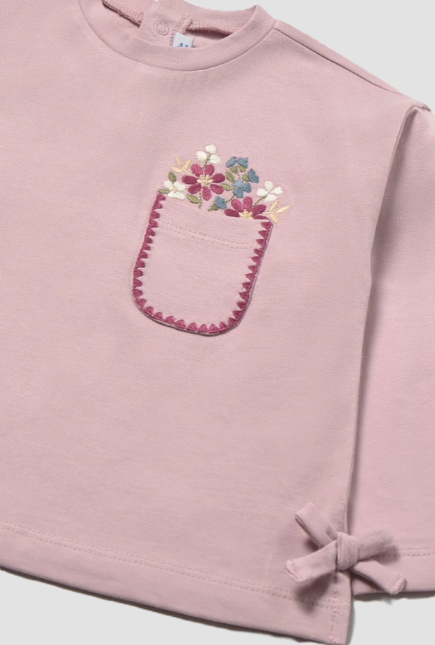 Maglia con fiori da bambina malva 