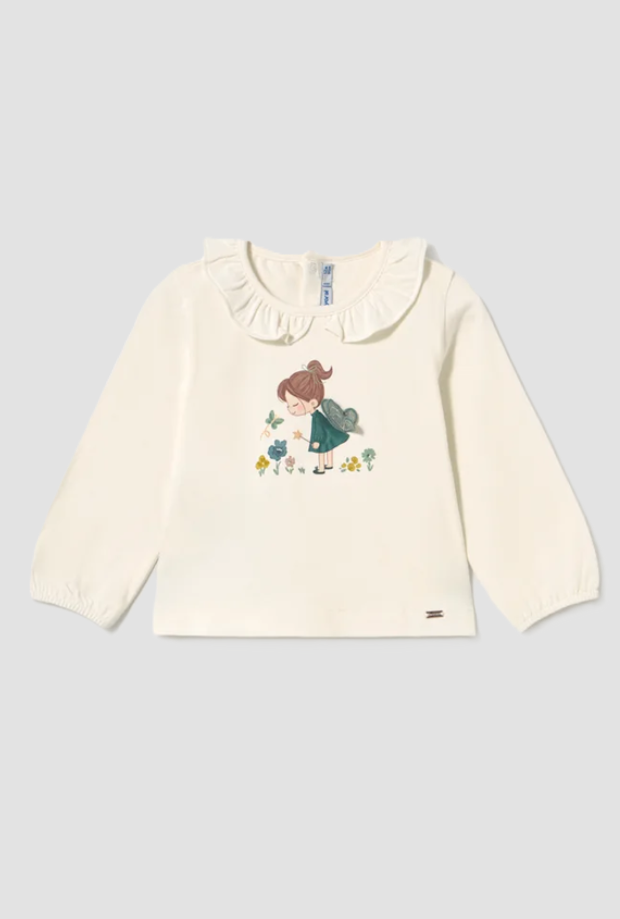 Maglia con collo volant bambino panna 
