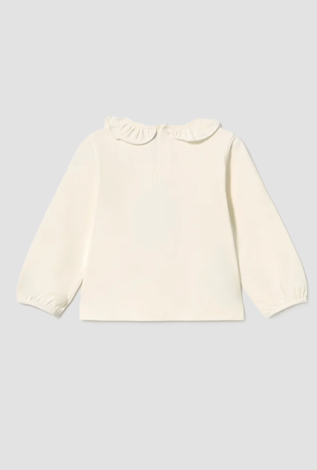 Maglia con collo volant bambino panna 