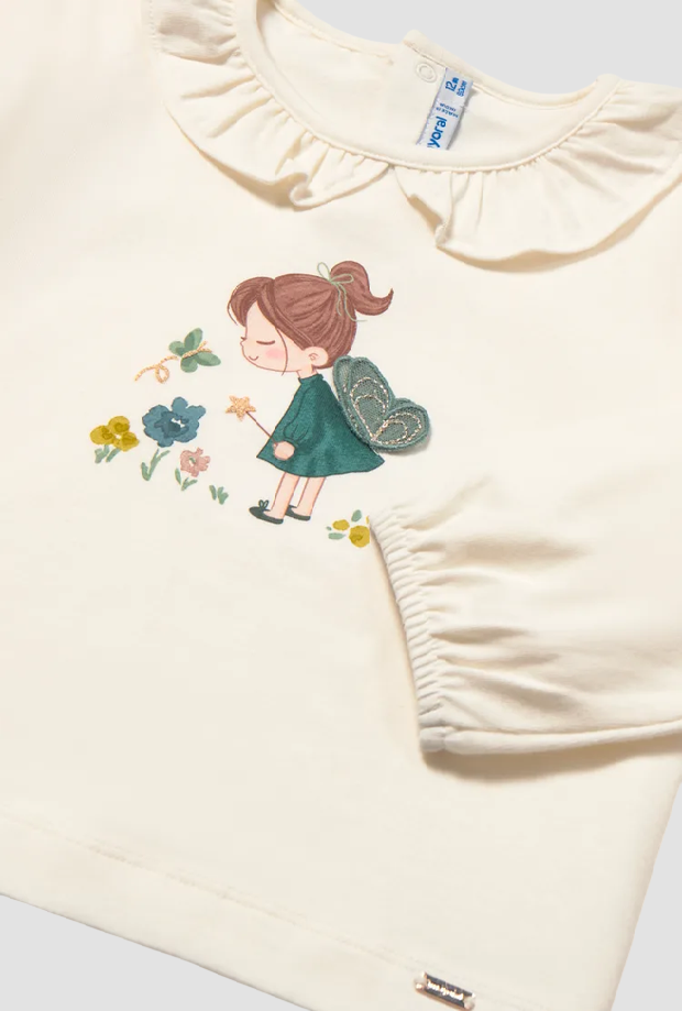 Maglia con collo volant bambino panna 