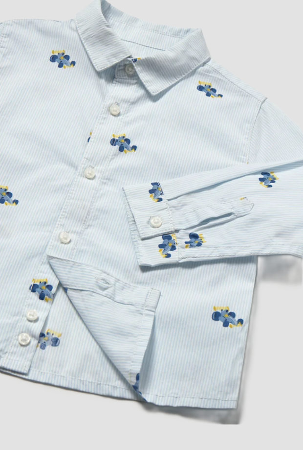 Camicia con stampa bambino azzurro 