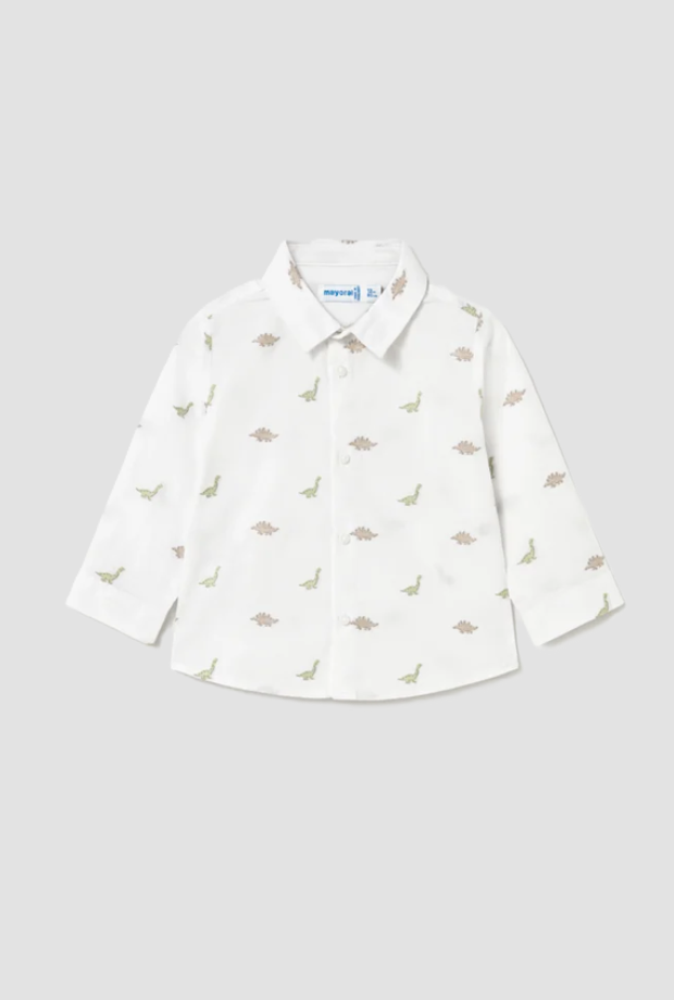 Camicia con stampa dinosauri bambino bianco 