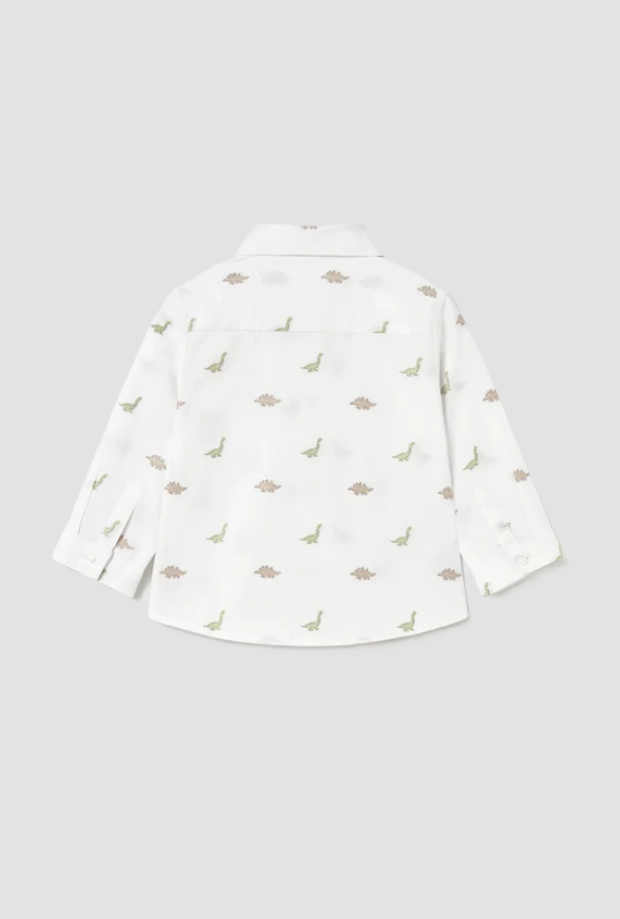 Camicia con stampa dinosauri bambino bianco 