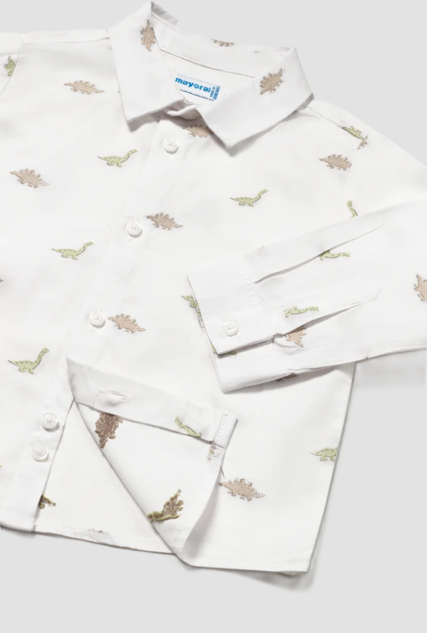 Camicia con stampa dinosauri bambino bianco 
