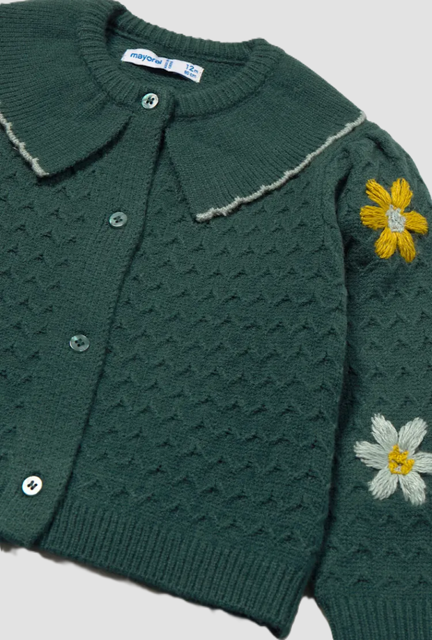 Cardigan con fiori ricamati bambina verde 