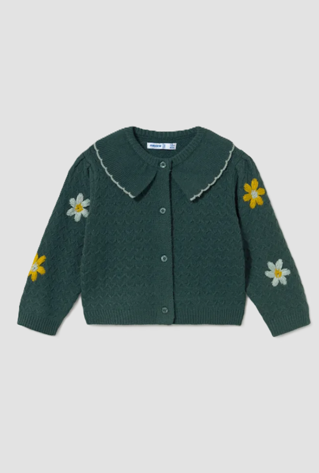 Cardigan con fiori ricamati bambina verde 