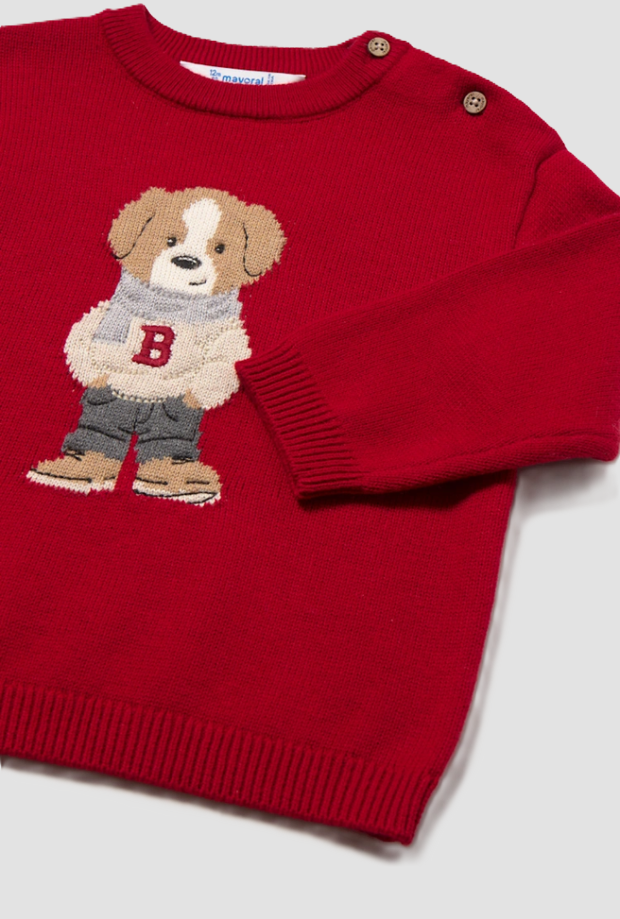 Maglione con orsetto bambino rosso 