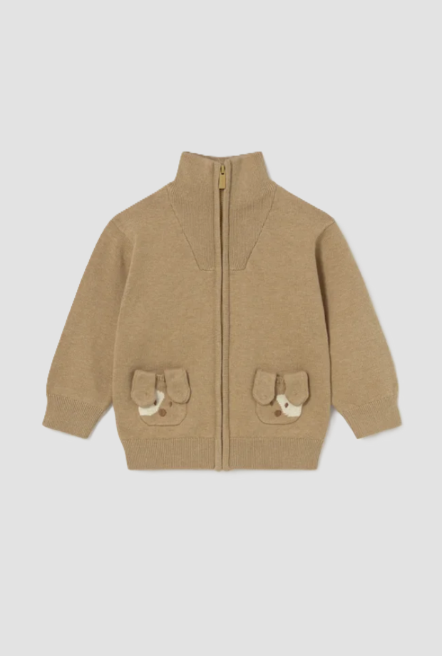Felpa full zip cagnolino da bambino biscotto 