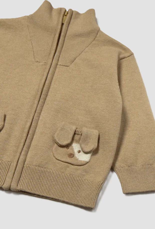Felpa full zip cagnolino da bambino biscotto 