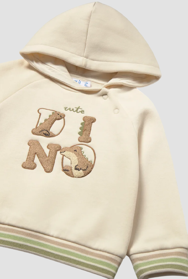 Felpa con cappuccio Dino da bambino tofu 