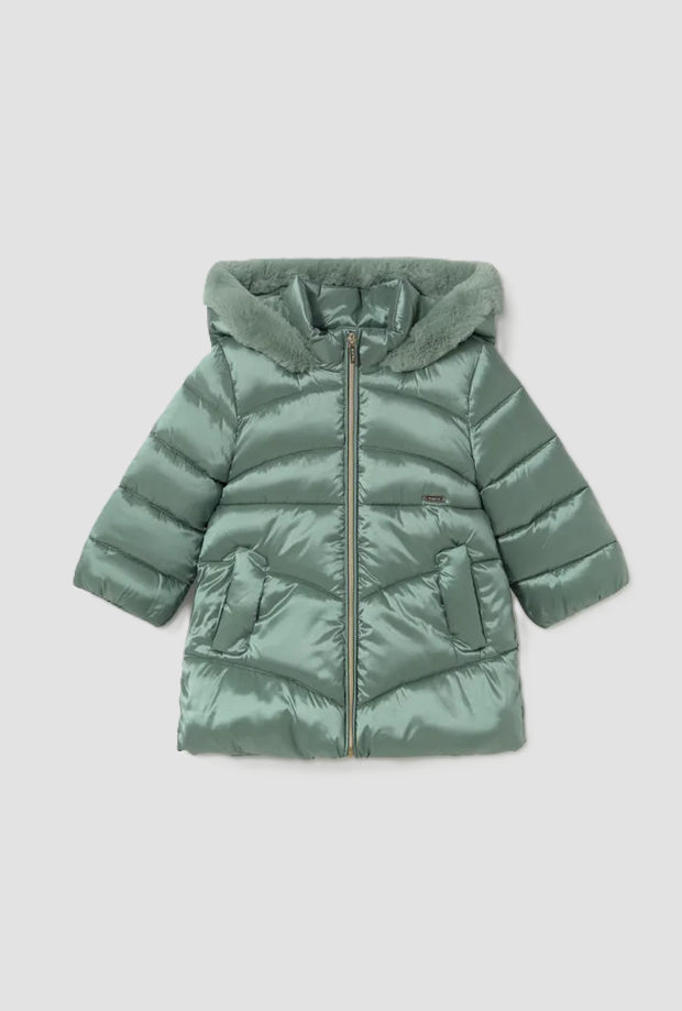 Giubbino con cappuccio bambina verde alloro 