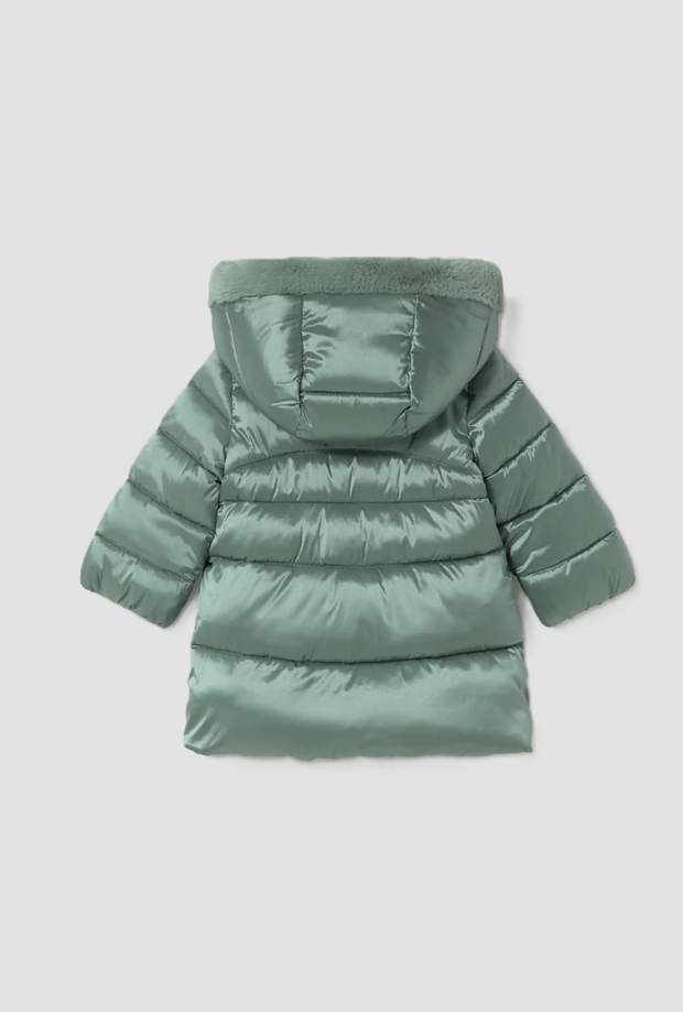 Giubbino con cappuccio bambina verde alloro 