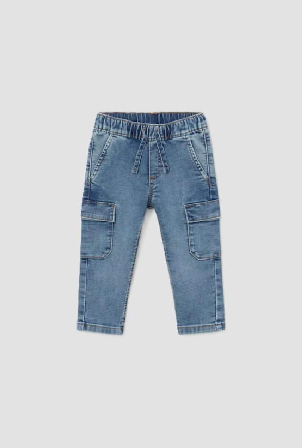 Jeans cargo bambino blu denim 