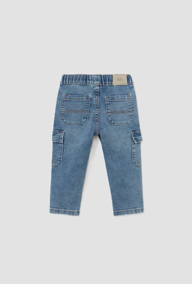Jeans cargo bambino blu denim 