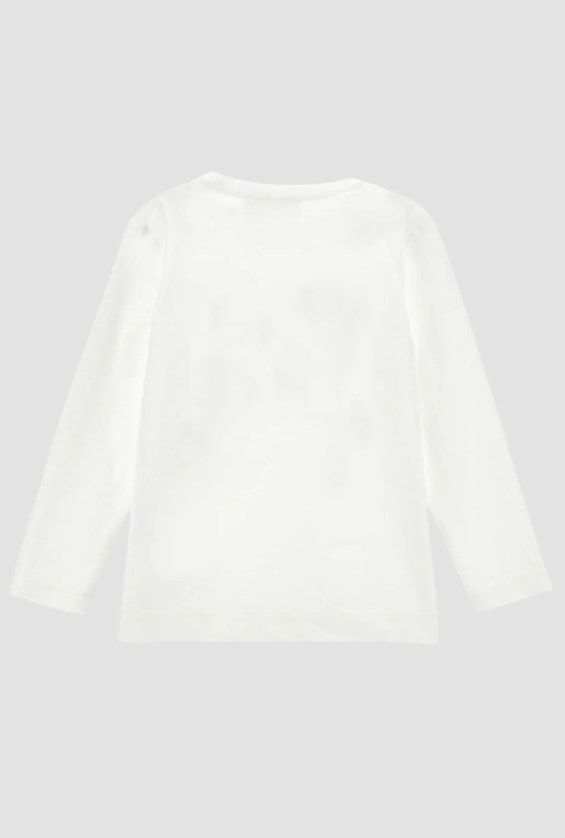 T-shirt con orsetto e fiocco bambina panna-grigio 
