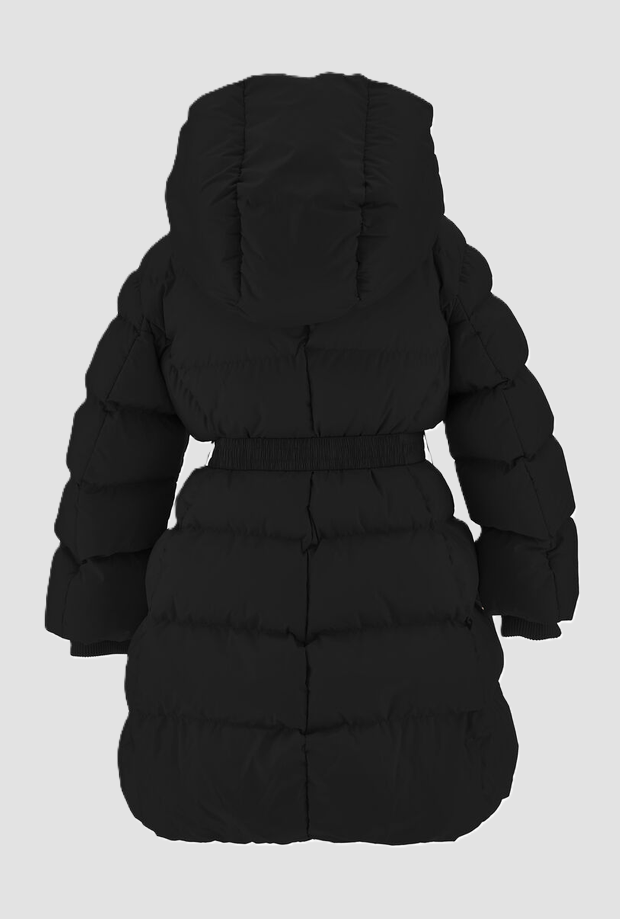 Piumino con cappuccio e cintura bambina nero 