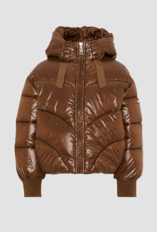 Bomber con cappuccio bambina marrone 