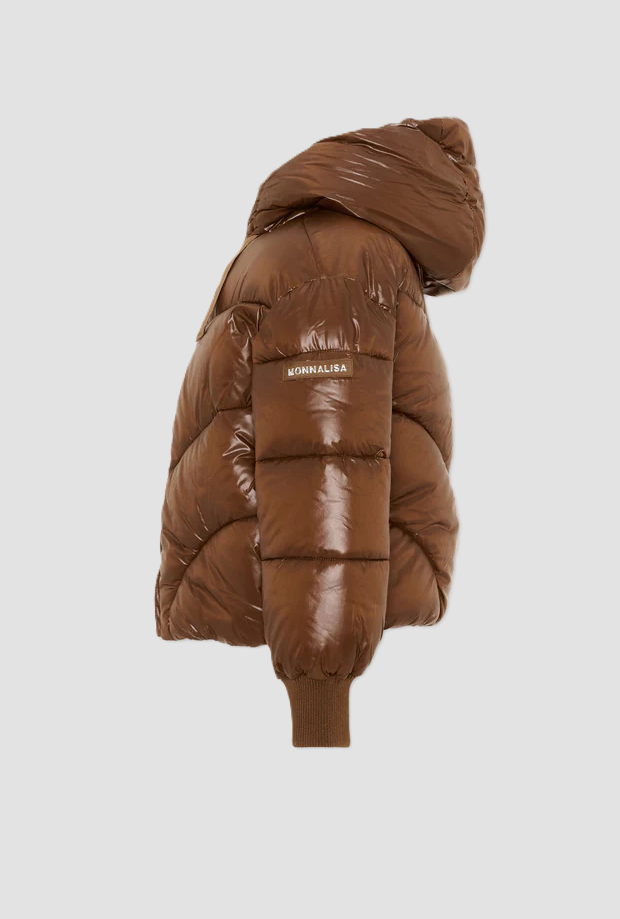 Bomber con cappuccio bambina marrone 