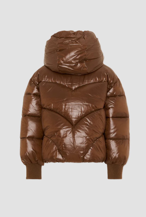 Bomber con cappuccio bambina marrone 