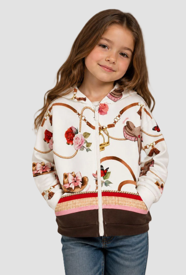 Felpa con stampa bambina gardenia 