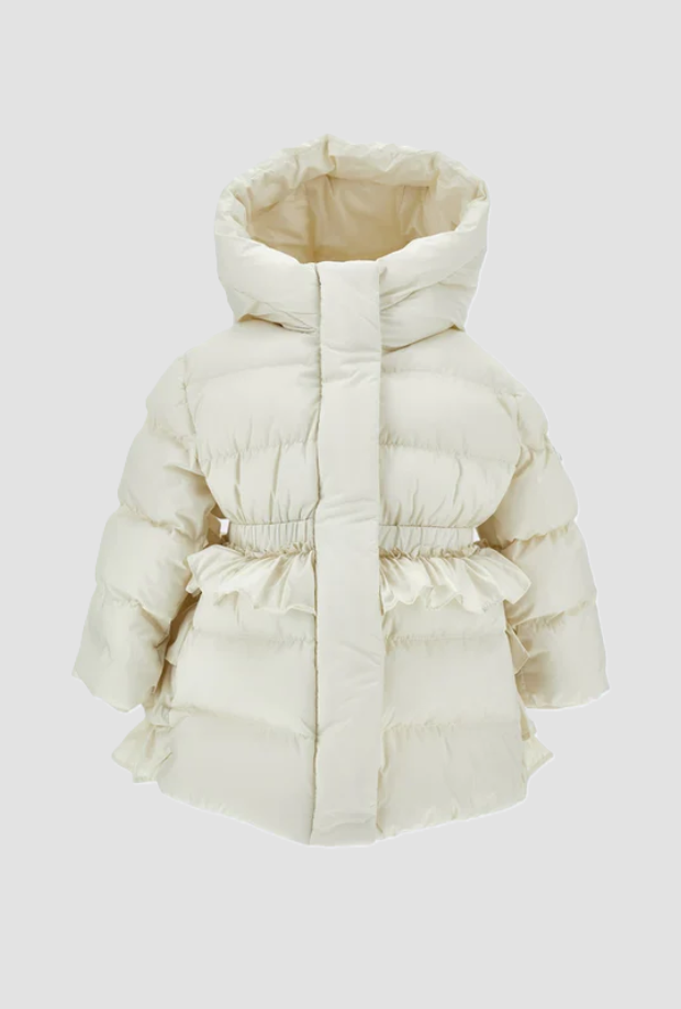 Piumino con cappuccio bambina panna 