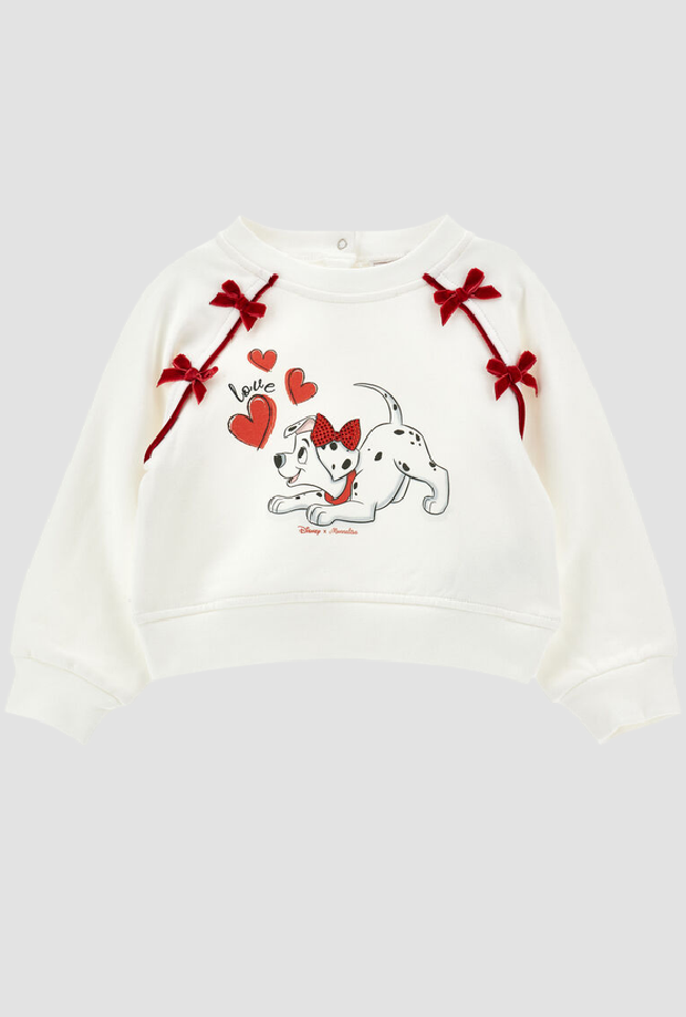 Felpa girocollo Disney bambina panna-rubino 
