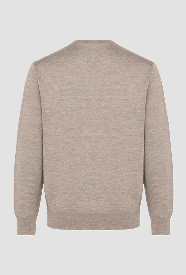 Maglia in pura lana con dettagli uomo beige 