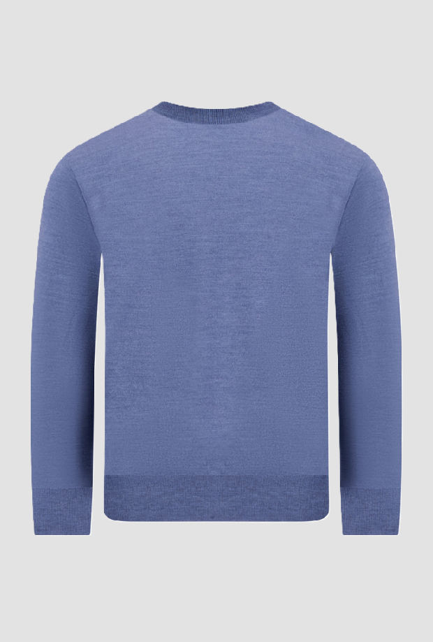 Maglia in pura lana con dettagli uomo blu 