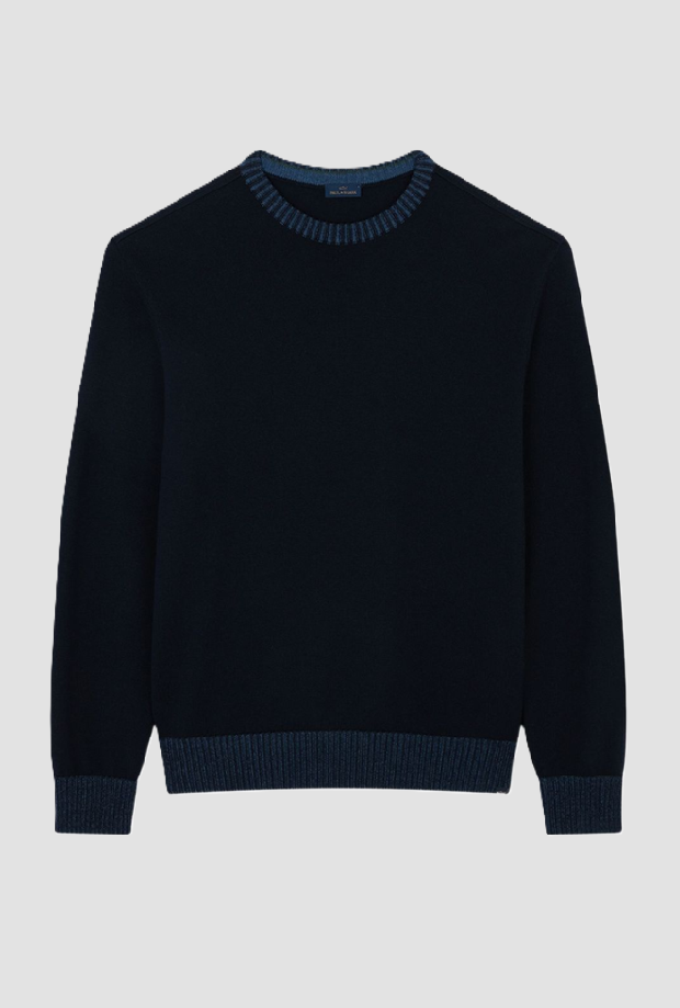 Maglia con collo e maniche a coste uomo navy blue 