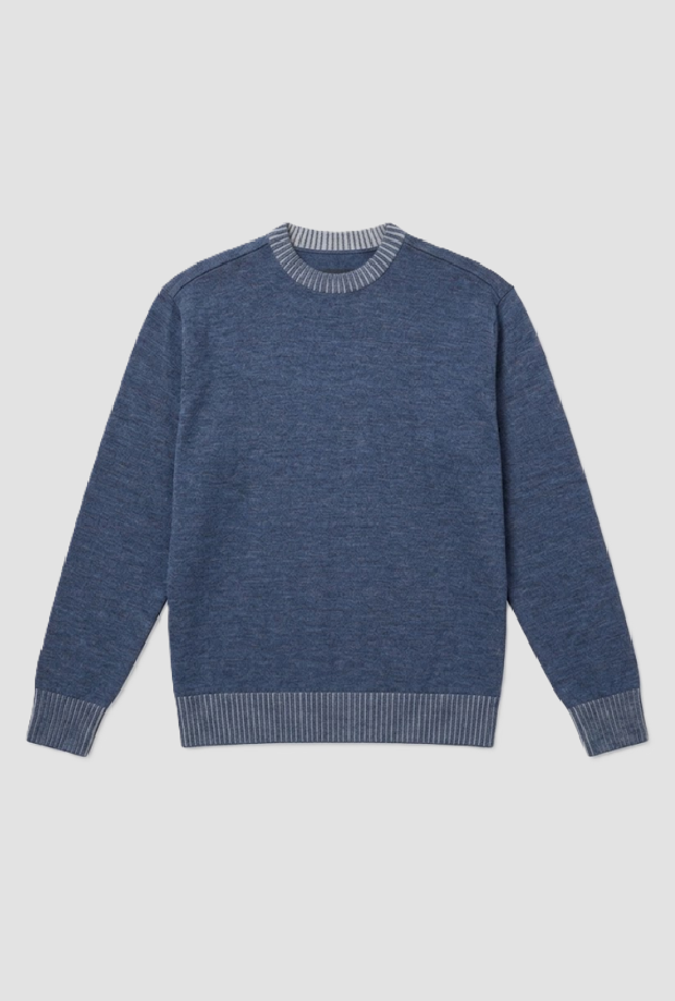 Maglia con collo e maniche a coste uomo blu 
