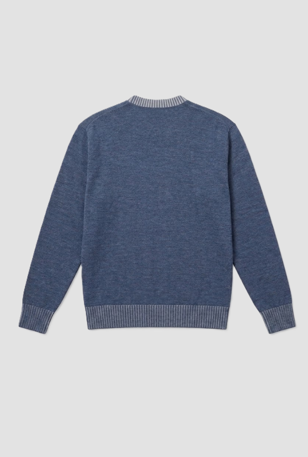 Maglia con collo e maniche a coste uomo blu 