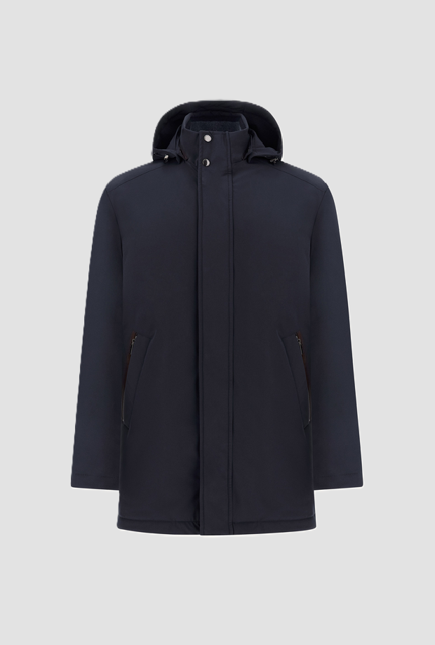 Cappotto con cappuccio da uomo blu 