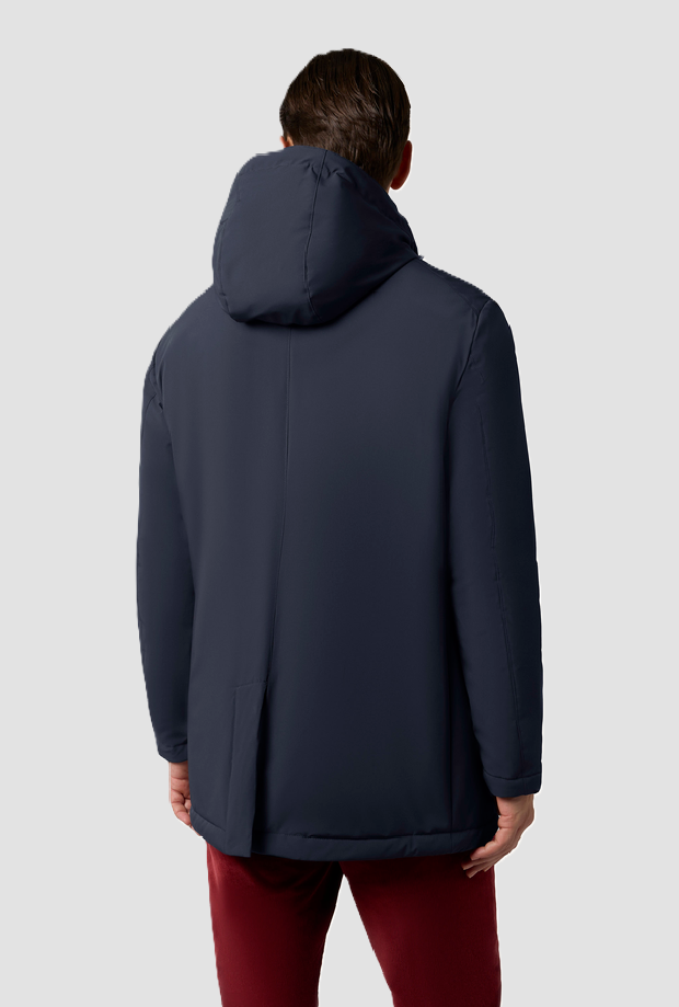 Cappotto con cappuccio da uomo blu 