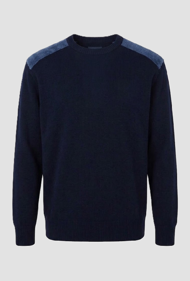 Maglia con inserti spalle uomo navy-blu 