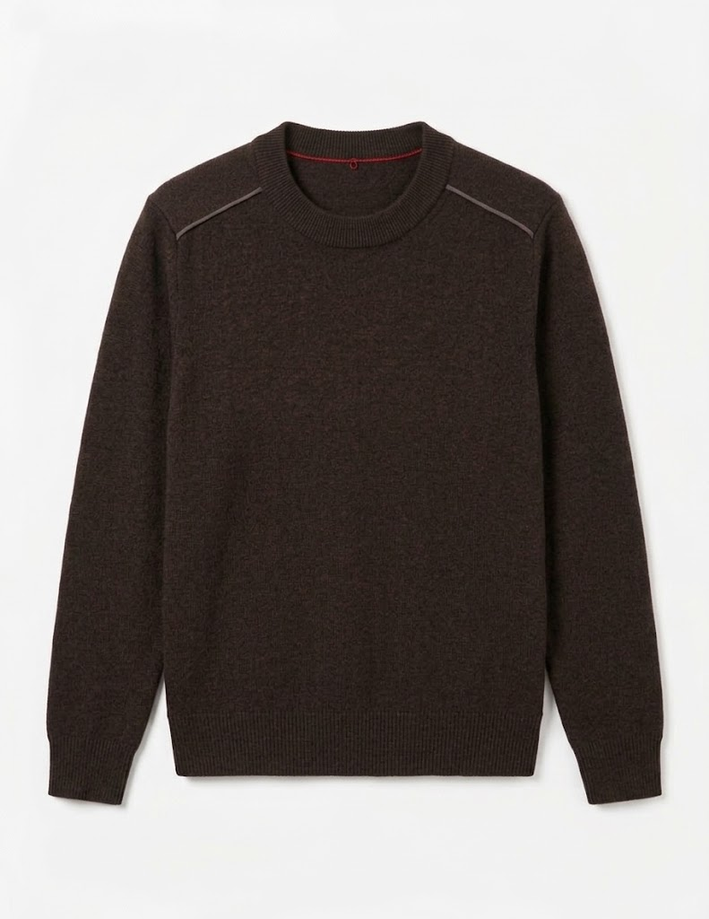 Maglia in lana a girocollo uomo marrone 