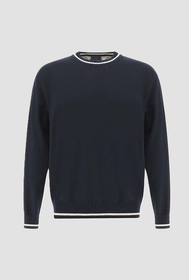 Maglia con bordi a contrasto uomo navy blue 