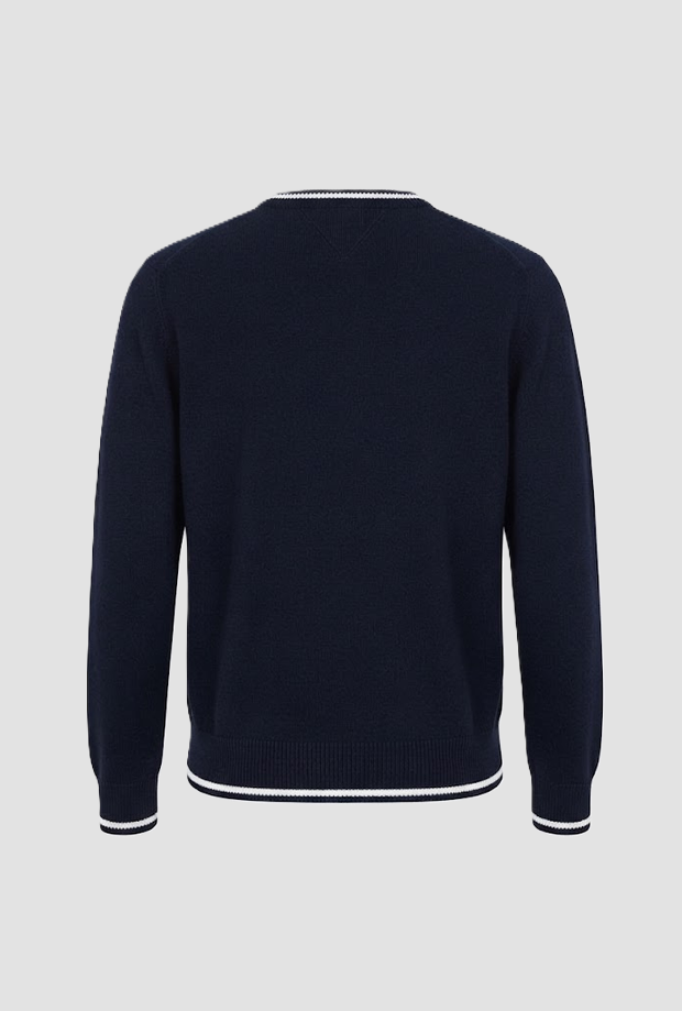Maglia con bordi a contrasto uomo navy blue 