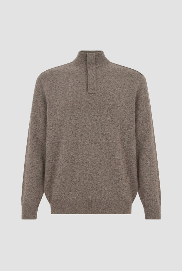 Maglia mezza zip da uomo tortora 