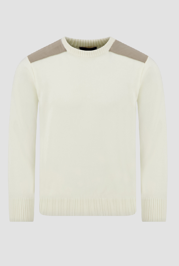 Maglia in lana con inserti uomo panna-beige 