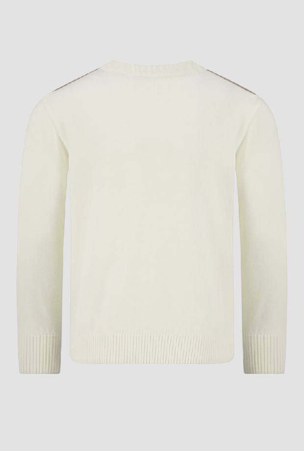 Maglia in lana con inserti uomo panna-beige 