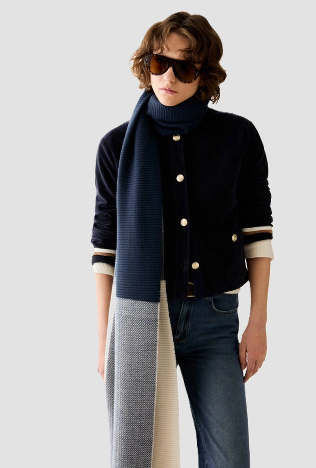 Stola in plissé donna blu 