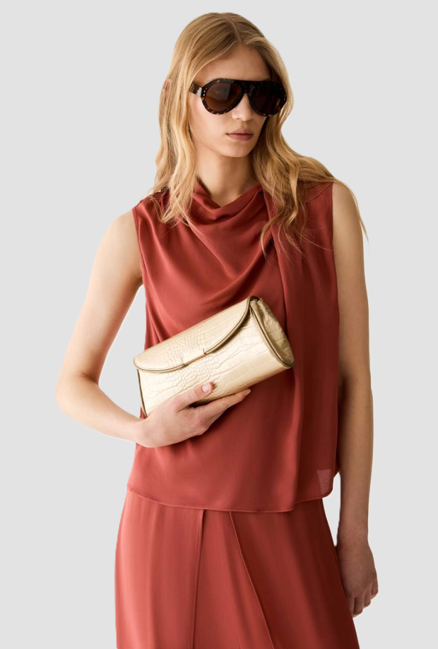 Pchette effetto coccodrillo donna oro 