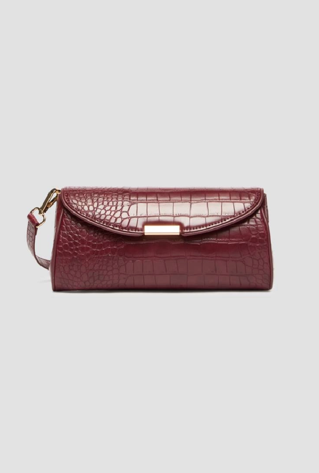 Borsa effetto coccodrillo donna bordeaux 